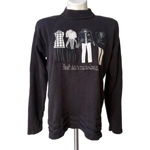 Vintage Bonnie and Bill by Holly Black and White Embroidered Sweater, Sz L